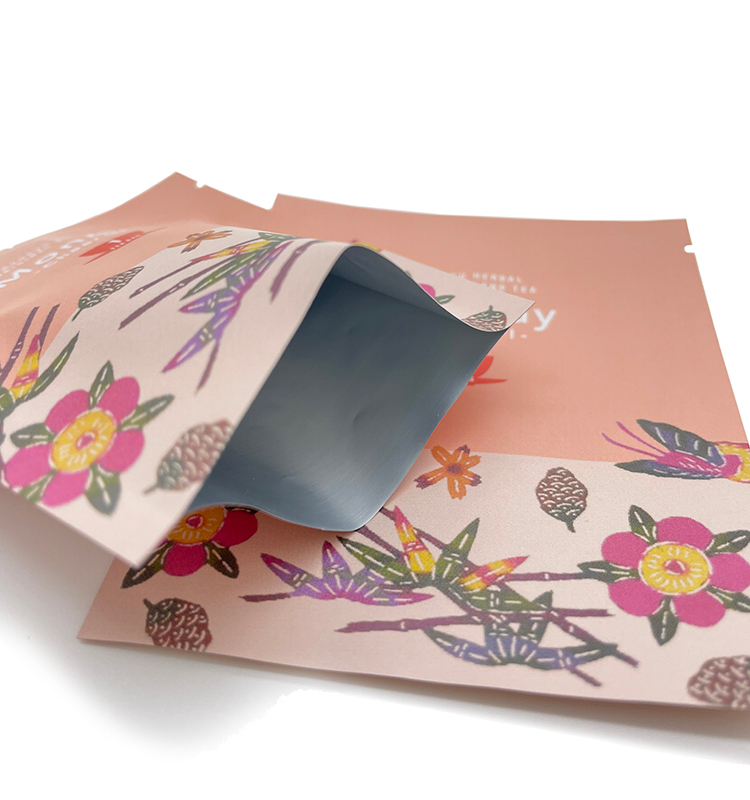 Emballage de sachet de thé de papier d'aluminium de soudure à chaud de trois côtés de sachet de thé imprimé par coutume de sac de joint de 3 côtés