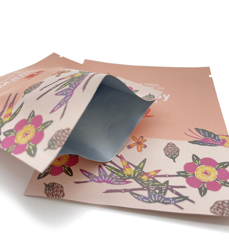 Emballage de sachet de thé de papier d'aluminium de soudure à chaud de trois côtés de sachet de thé imprimé par coutume de sac de joint de 3 côtés