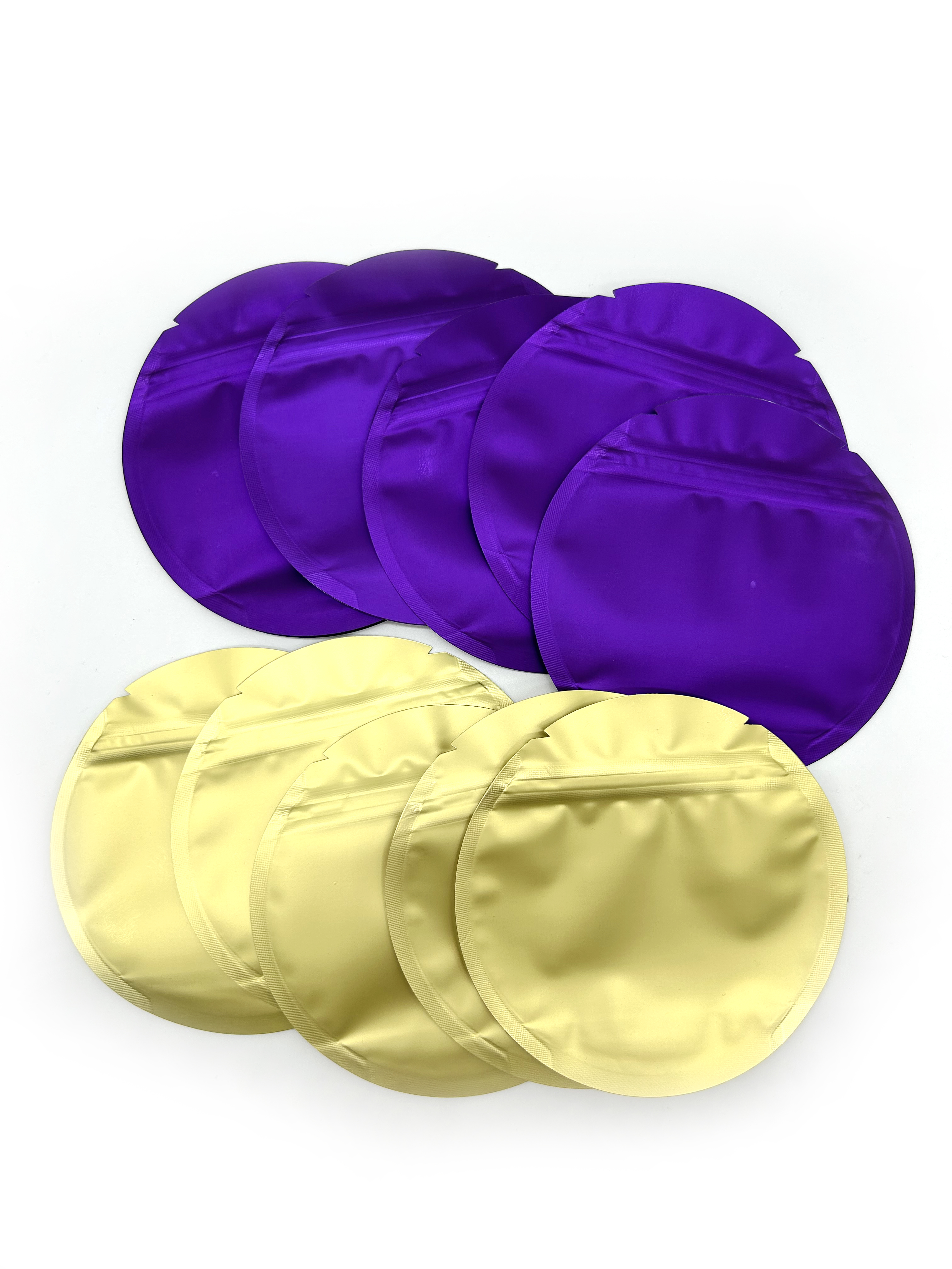 Impression personnalisée 5x5 pouces, sac d'emballage alimentaire découpé avec des matrices, anti-odeur, pochette ronde en plastique Mylar à fermeture éclair