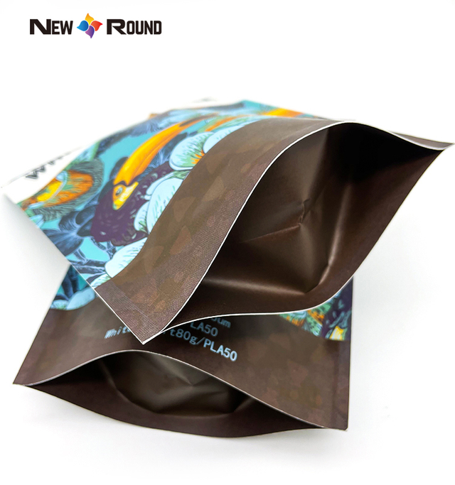 100% biodégradable PLA écologique compostable de qualité alimentaire Snack Stand Up sac Kraft Ziplock Zipper Stand Up pochette en papier