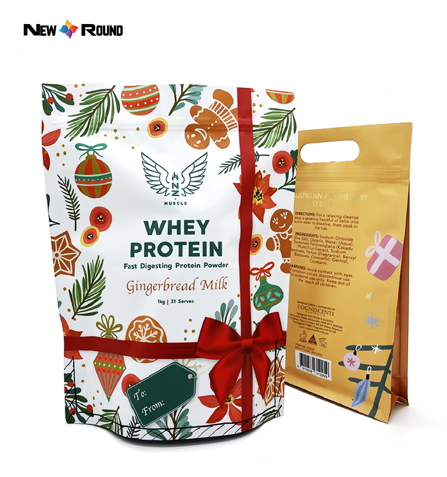 La catégorie comestible imprimée faite sur commande tiennent le sac d'emballage de papier d'aluminium de poudre de protéine de lactosérum de poche de supplément de sport avec la tirette