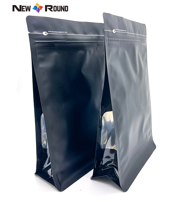 Pochette en plastique refermable à fond plat, sac d'emballage alimentaire avec fenêtre, vente en gros