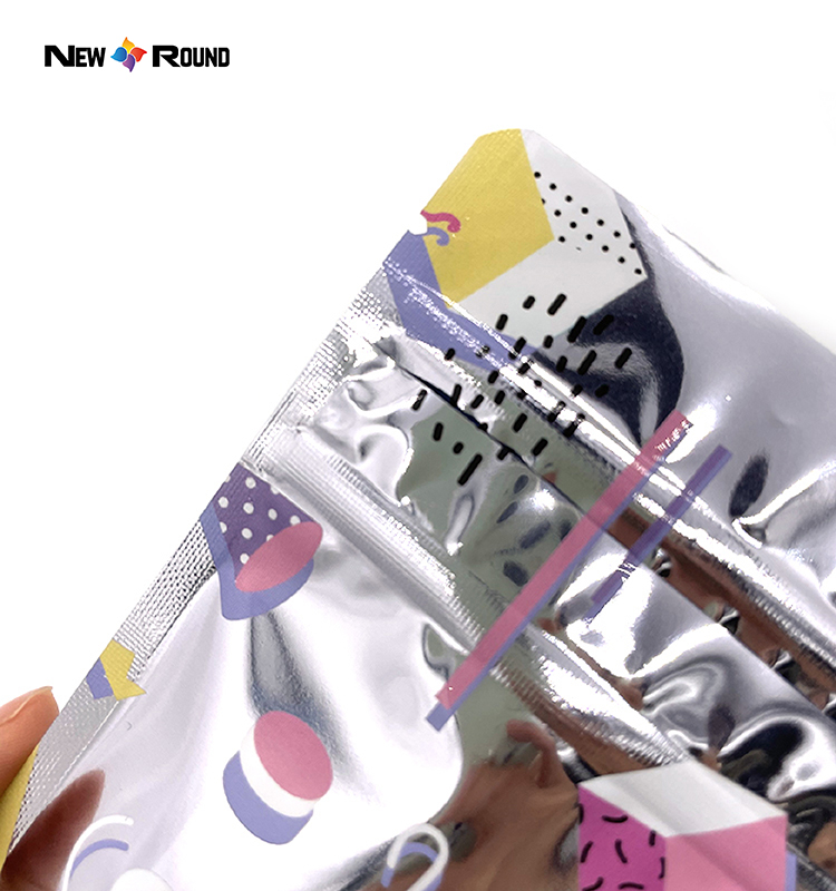 Logo personnalisé métallique imprimé en plastique PET papier d'aluminium givré Ziplock refermable emballage de qualité alimentaire congelé Stand Up pochette sac 