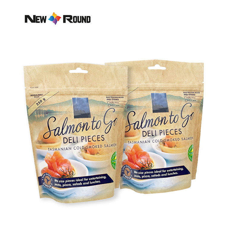 Emballage de collations de thé avec Logo imprimé personnalisé, pochette debout, papier d'aluminium, sacs en papier Kraft biodégradable à fermeture éclair, emballage alimentaire