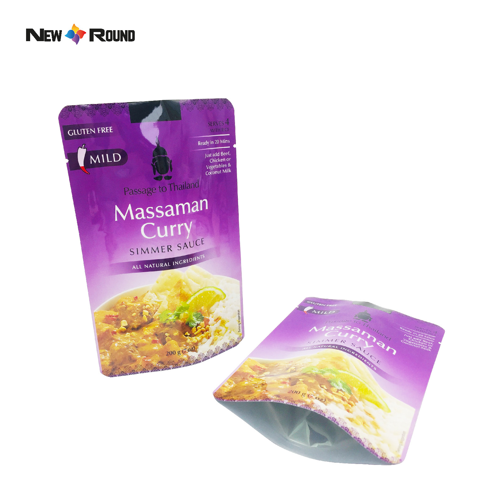 Le sac d'emballage d'assaisonnement de curry résiste aux hautes températures refermables Mylar Ziplock en plastique Doypack Sauce cornue pochette