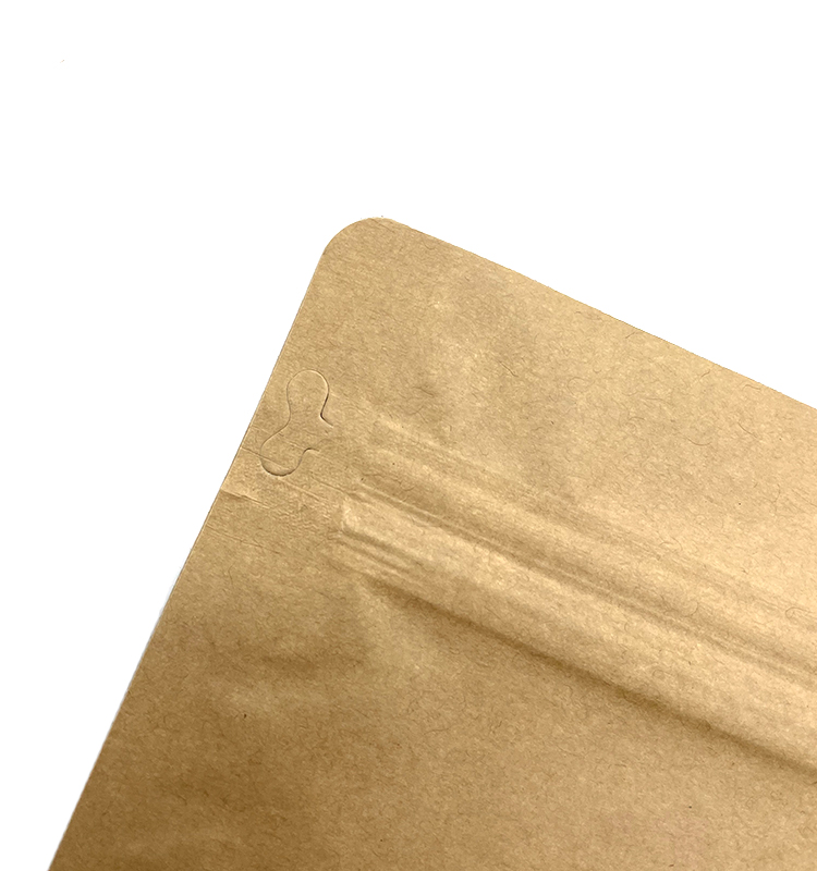 Kraft Stand Up pochette à fond plat pour la farine de noix de riz alimentaire avec fermeture à glissière 