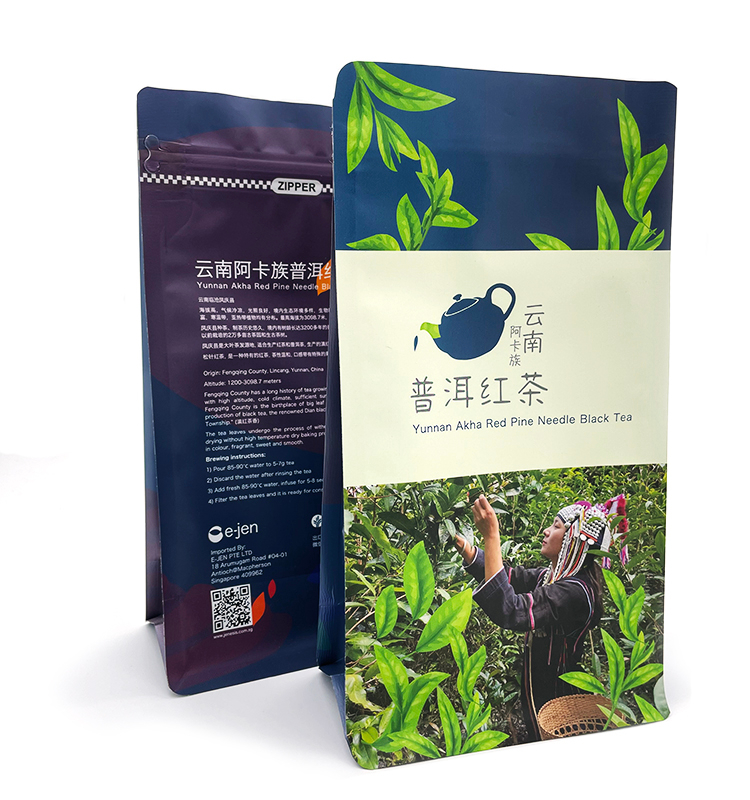 Sac d'emballage de thé en plastique à fermeture éclair de qualité alimentaire, pochette à fond plat en aluminium pour imprimante numérique personnalisée