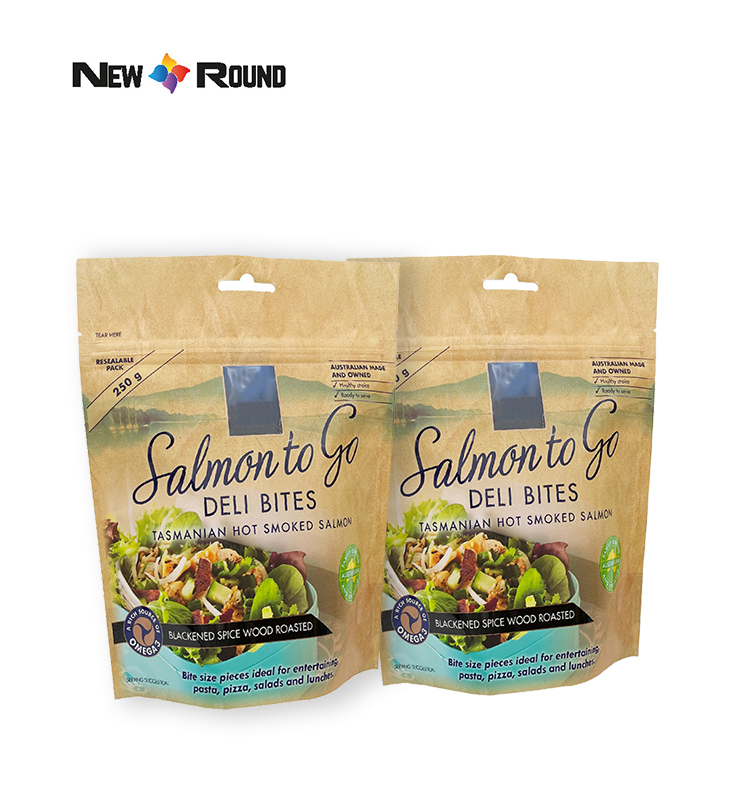 Emballage de collations de thé avec Logo imprimé personnalisé, pochette debout, papier d'aluminium, sacs en papier Kraft biodégradable à fermeture éclair, emballage alimentaire