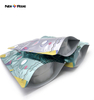 Logo personnalisé métallique imprimé en plastique PET papier d'aluminium givré Ziplock refermable emballage de qualité alimentaire congelé Stand Up pochette sac 