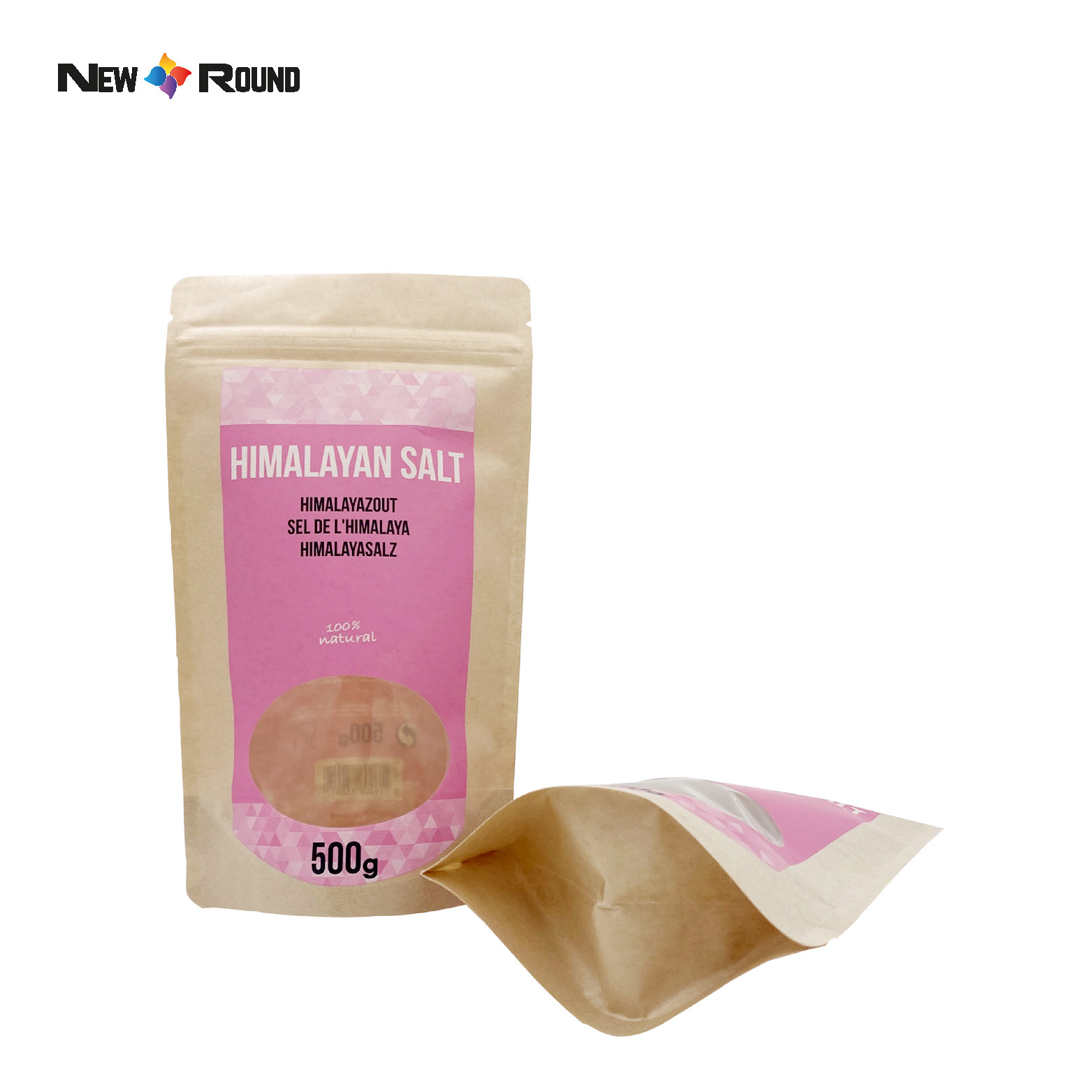 Papier kraft brun à fermeture éclair et papier artisanal blanc, pochettes debout, emballage alimentaire, sacs à fermeture éclair avec fenêtre