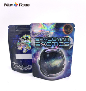 Sacs en Mylar holographiques en Mylar, imprimés personnalisés, doux au toucher, résistants aux enfants, anti-odeurs, refermables, à fermeture éclair, 3.5g