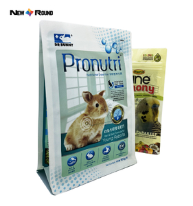 Sac scellé à fond plat, fermeture éclair refermable, en plastique, pour aliments du bétail, chat, chien, oiseau, lapin, sac d'emballage alimentaire
