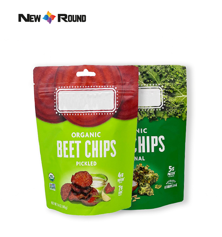 Sacs debout personnalisés, sacs en plastique laminés en Mylar, sac d'emballage de chips de légumes et de pommes de terre à fermeture éclair pour aliments