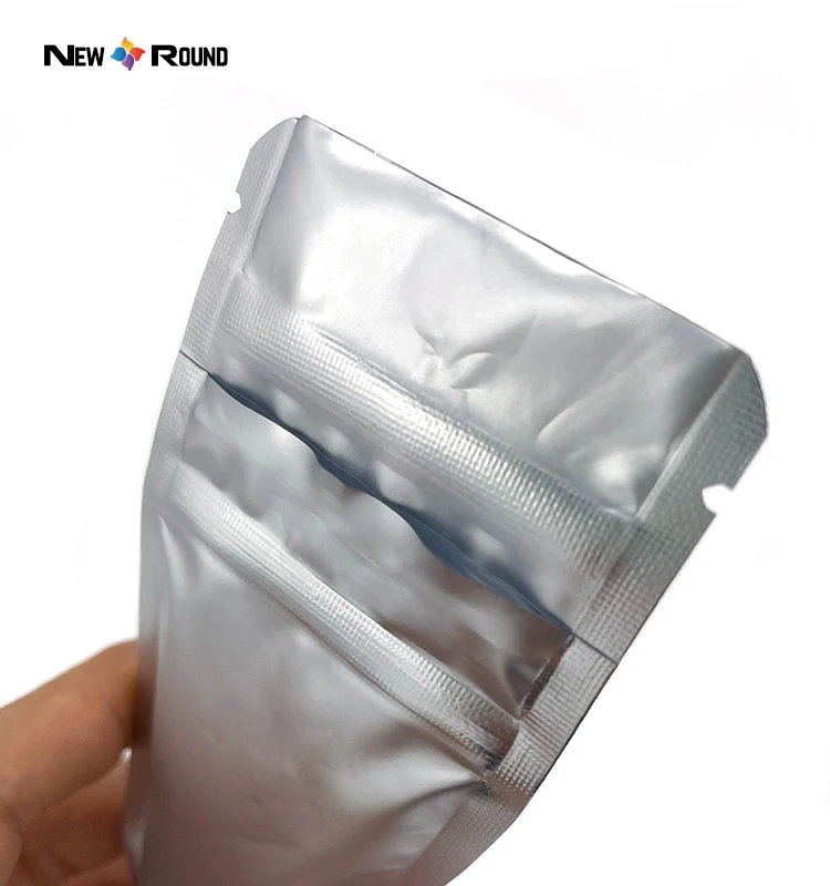 Sac en Mylar résistant aux enfants, argent mat, avec Logo, en plastique thermoscellé, doux au toucher, fermeture éclair, sac à fermeture éclair anti-odeur