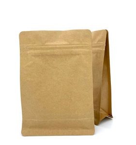 Kraft Stand Up pochette à fond plat pour la farine de noix de riz alimentaire avec fermeture à glissière 