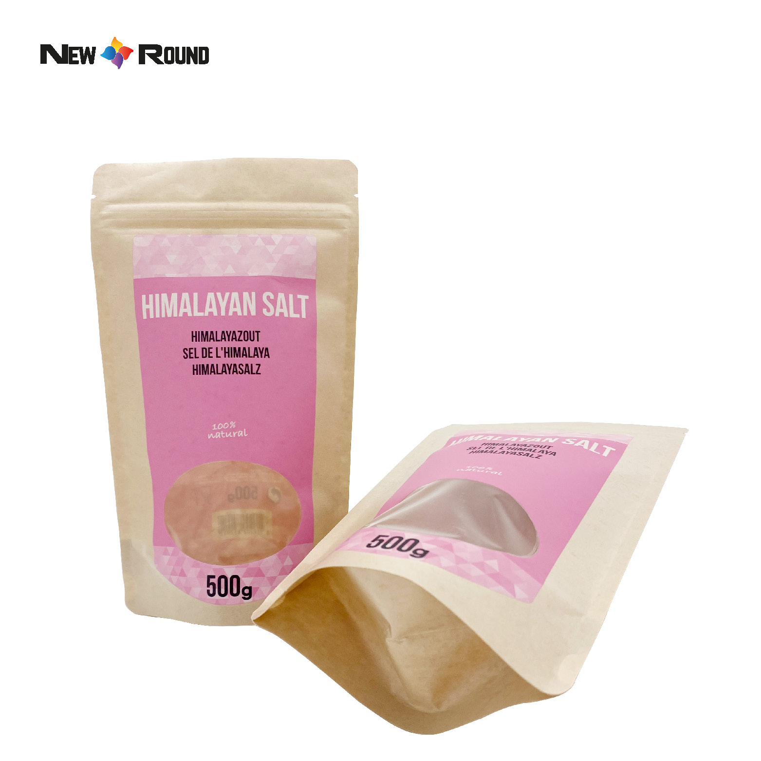 Papier kraft brun à fermeture éclair et papier artisanal blanc, pochettes debout, emballage alimentaire, sacs à fermeture éclair avec fenêtre