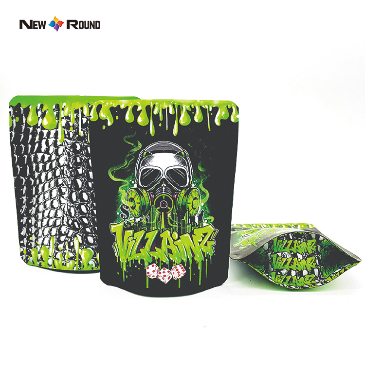 Sac à fermeture éclair de sortie noir mat, emballage de bonbons et de biscuits, résistant aux odeurs, sacs en Mylar épais de 3.5g