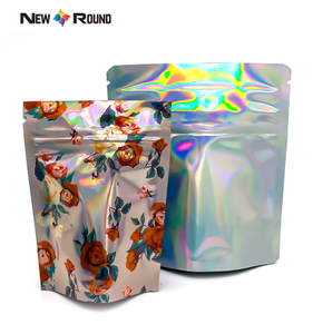 Sacs holographiques en Mylar au Laser, gomme comestible, emballage personnalisé en plastique résistant aux enfants avec fermeture à glissière thermoscellée