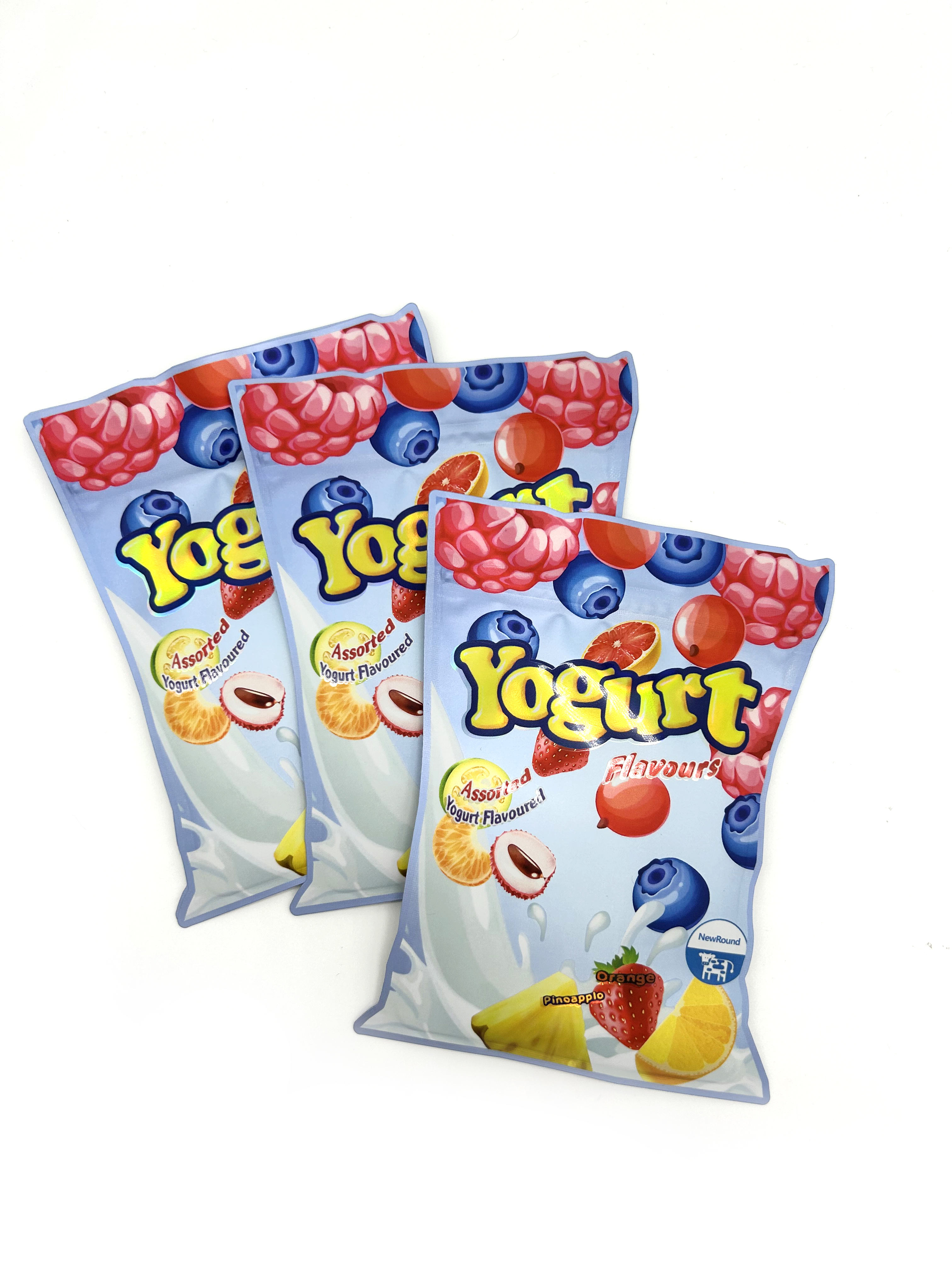 Polygone refermable personnalisé pour aliments de bonbons, sacs en Mylar découpés à fermeture éclair, pochette en forme