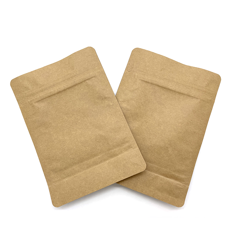 Kraft Stand Up pochette à fond plat pour la farine de noix de riz alimentaire avec fermeture à glissière 