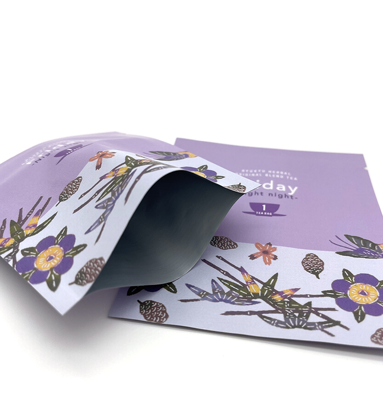 Emballage de sachet de thé de papier d'aluminium de soudure à chaud de trois côtés de sachet de thé imprimé par coutume de sac de joint de 3 côtés