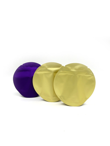 Impression personnalisée 5x5 pouces, sac d'emballage alimentaire découpé avec des matrices, anti-odeur, pochette ronde en plastique Mylar à fermeture éclair