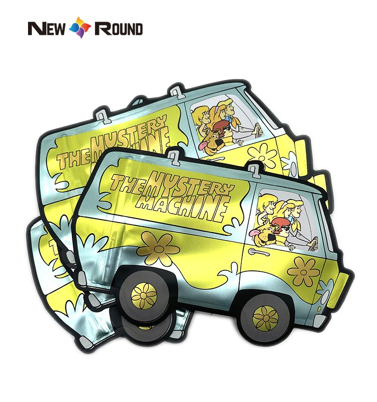 Emballage en plastique refermable imprimé personnalisé, forme spéciale irrégulière, biscuits découpés à fermeture éclair, sacs en Mylar anti-odeur de 3.5g