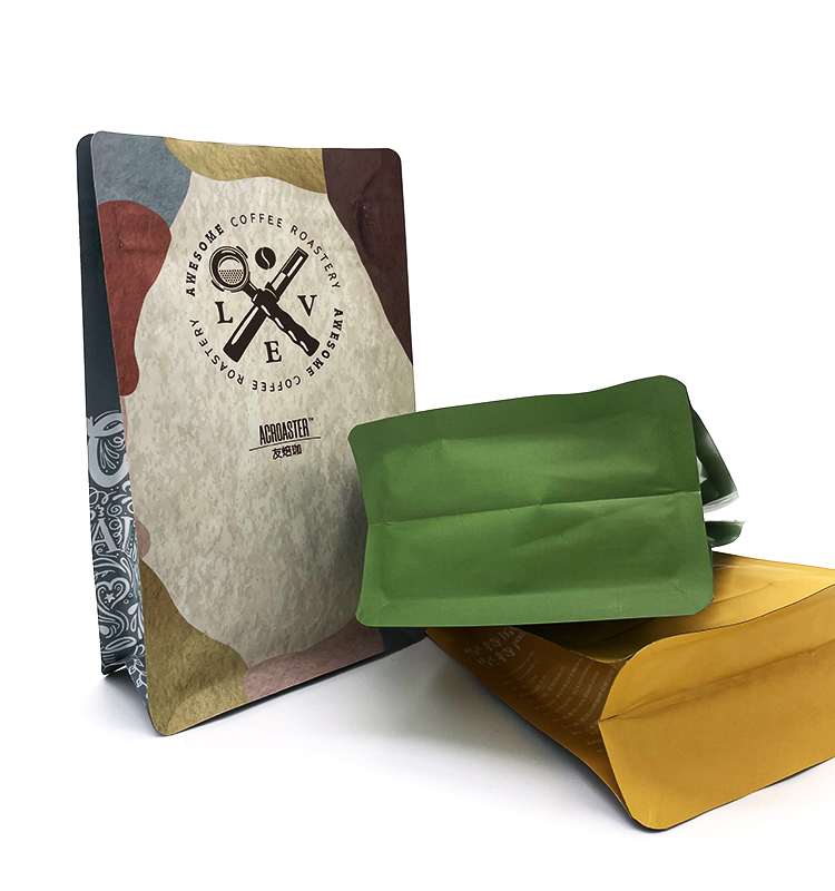 Le client a imprimé le sac d'emballage de café de fond plat de poches de 12oz 500g 1kgs avec la valve