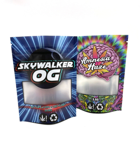 Pouche à preuves odorce Gummies Candy Sugar Food Emballage Sacs Mylar imprimés numériques personnalisés 3,5 g avec fermeture éclair et fenêtre