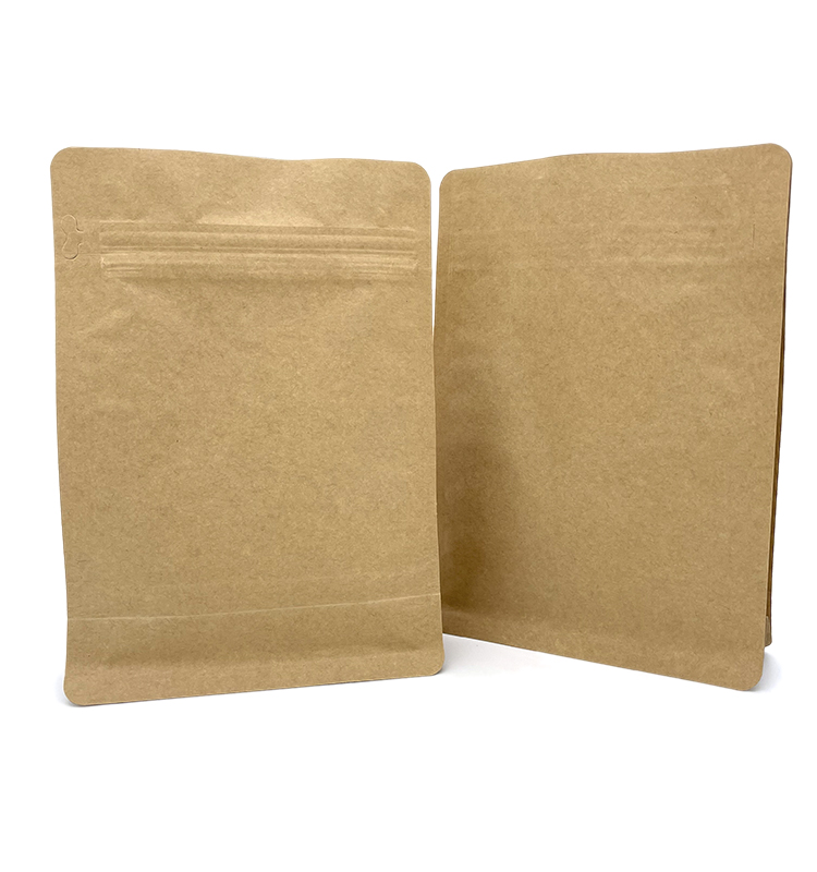 Kraft Stand Up pochette à fond plat pour la farine de noix de riz alimentaire avec fermeture à glissière 