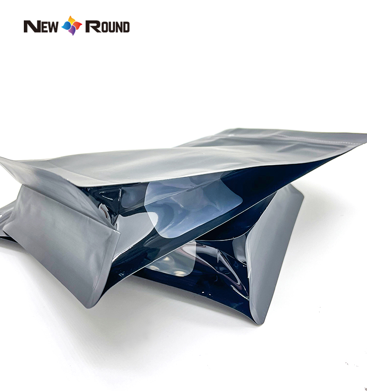 Pochette en plastique refermable à fond plat, sac d'emballage alimentaire avec fenêtre, vente en gros