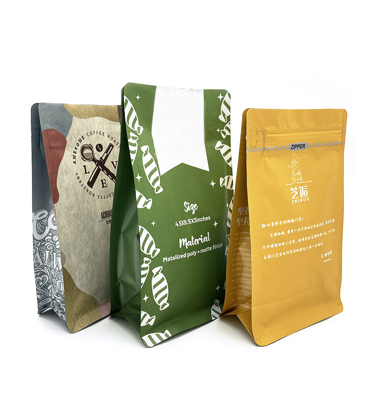 Le client a imprimé le sac d'emballage de café de fond plat de poches de 12oz 500g 1kgs avec la valve