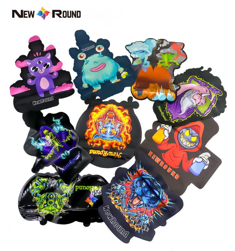 Sacs en Mylar personnalisés Gummies, série d'animaux noirs, pochette en plastique de forme spéciale, vente en gros