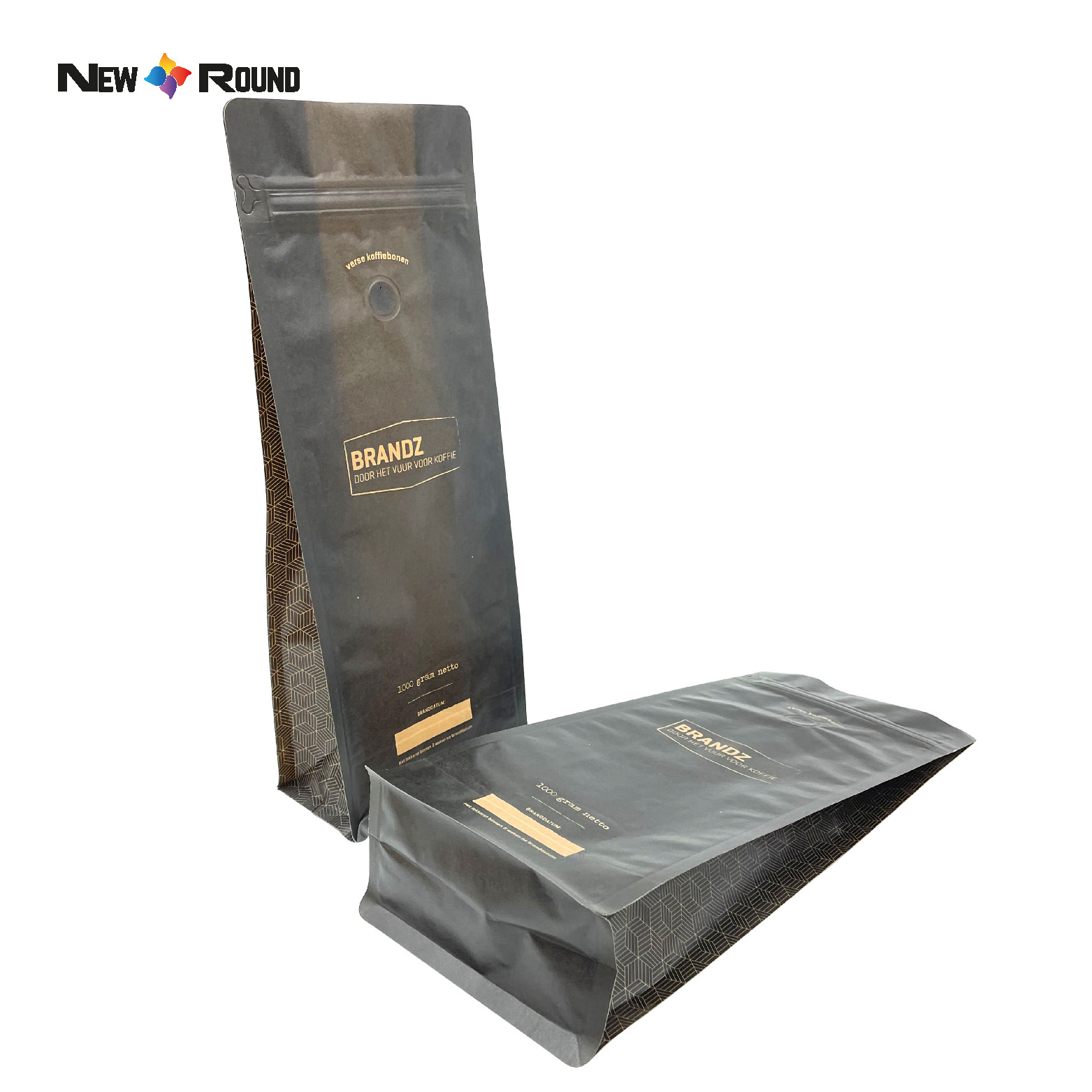 Sacs de café à fond plat en poudre de café d'impression personnalisée avec manches
