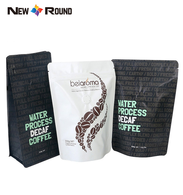 Tenez les sacs plats d'emballage de café de fond de bloc de tirette de poche avec la barrière