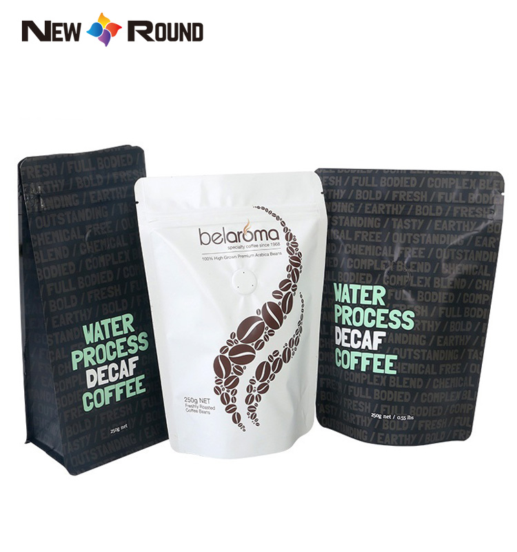 Tenez les sacs plats d'emballage de café de fond de bloc de tirette de poche avec la barrière