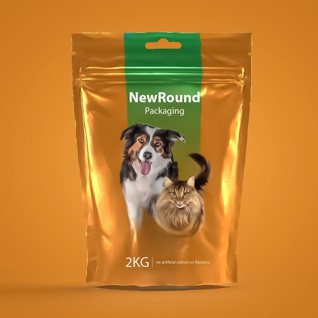 Emballage alimentaire pour animaux de compagnie avec conception de stand recyclable