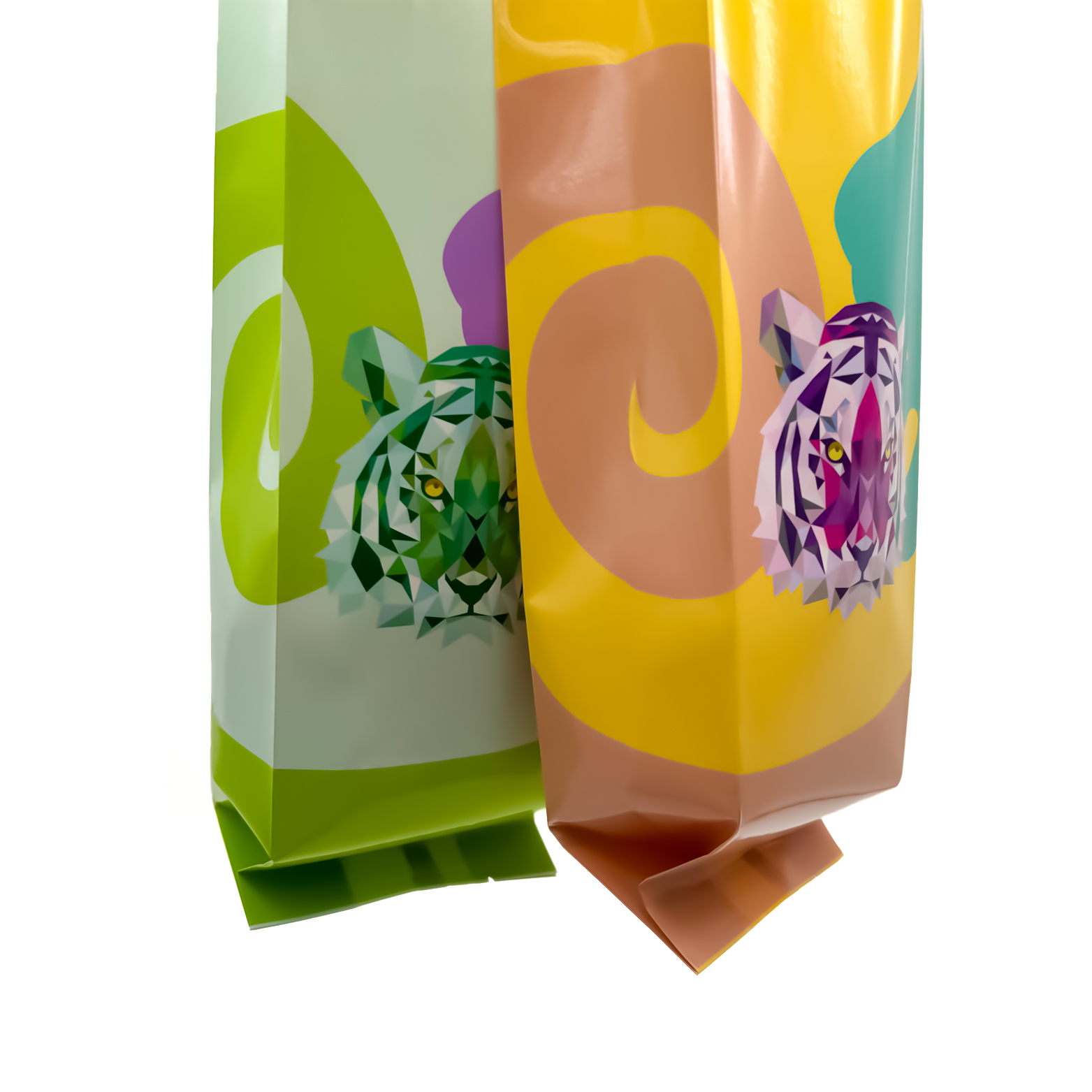  Sacs de sachets d'emballage de grains de café en plastique et aluminium à joint quadruple à soufflet latéral personnalisé avec valve