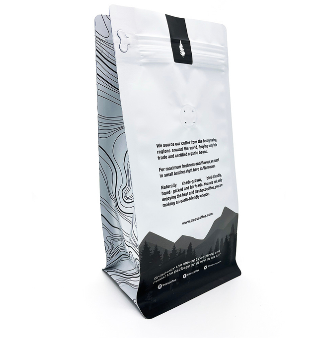 Sac à fond plat de qualité alimentaire, couleur imprimée personnalisée, anti-poussière, pour conserver les noix de café fraîches