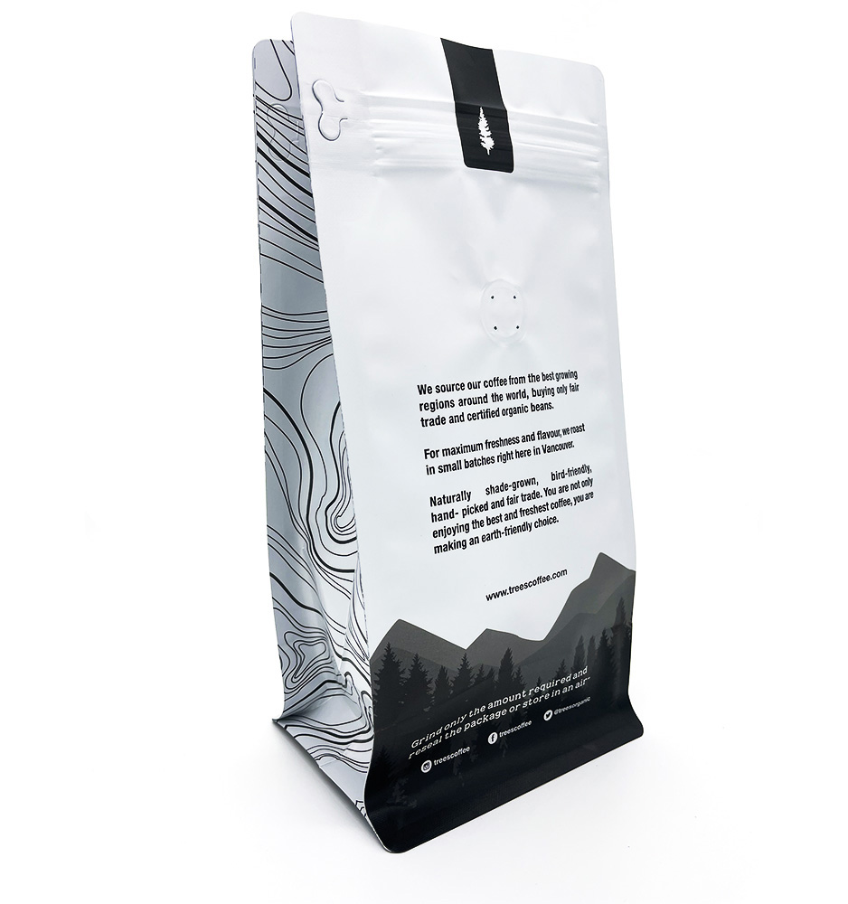 Sac à fond plat de qualité alimentaire, couleur imprimée personnalisée, anti-poussière, pour conserver les noix de café fraîches
