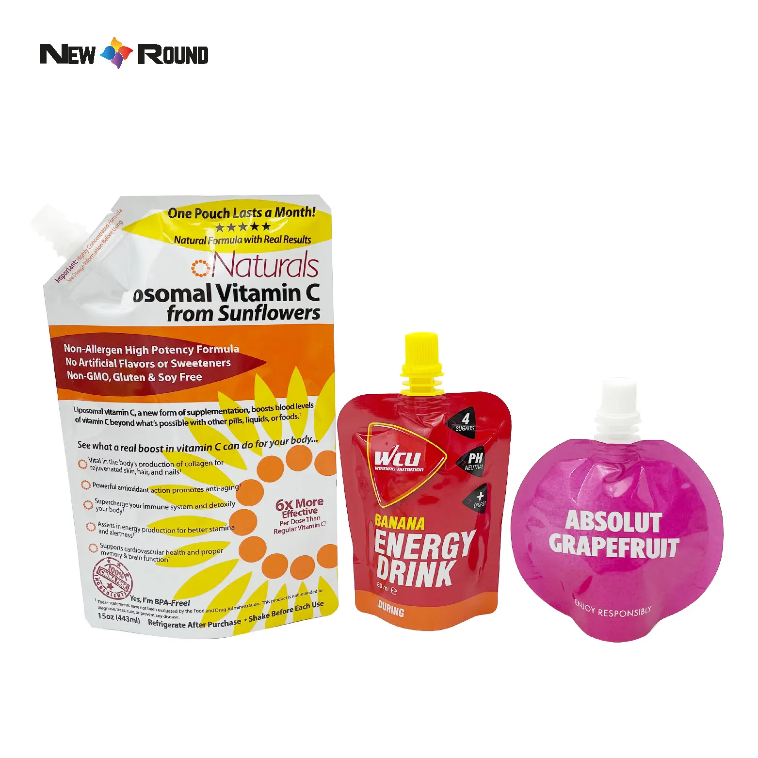 Sachet en plastique de catégorie comestible de sachets en plastique de boisson de poche de bec de forme faite sur commande pour emballer la nourriture de jus