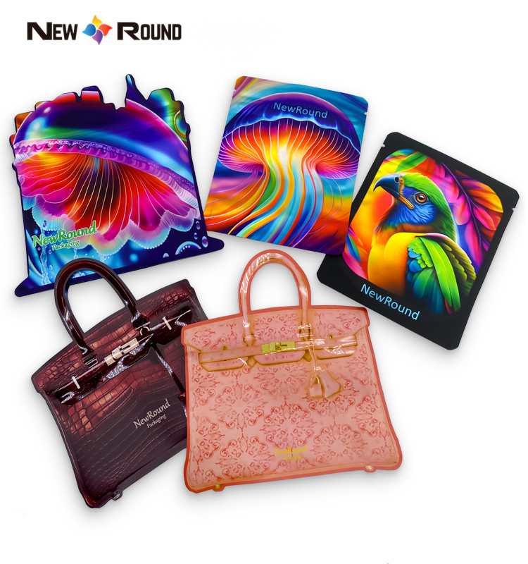 Sacs en Mylar personnalisés Gummies, série d'animaux noirs, pochette en plastique de forme spéciale, vente en gros