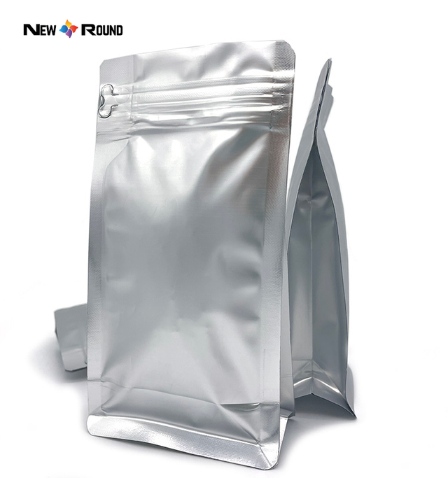 Sac d'emballage alimentaire personnalisé, pochette à fond plat, sac zip-lock pour café, pochette à fond carré