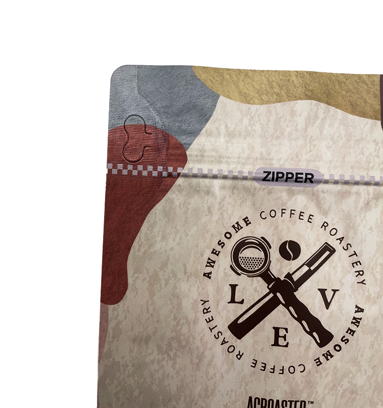 Sacs imprimés personnalisés de sac de grains de café avec valve et fermeture à glissière