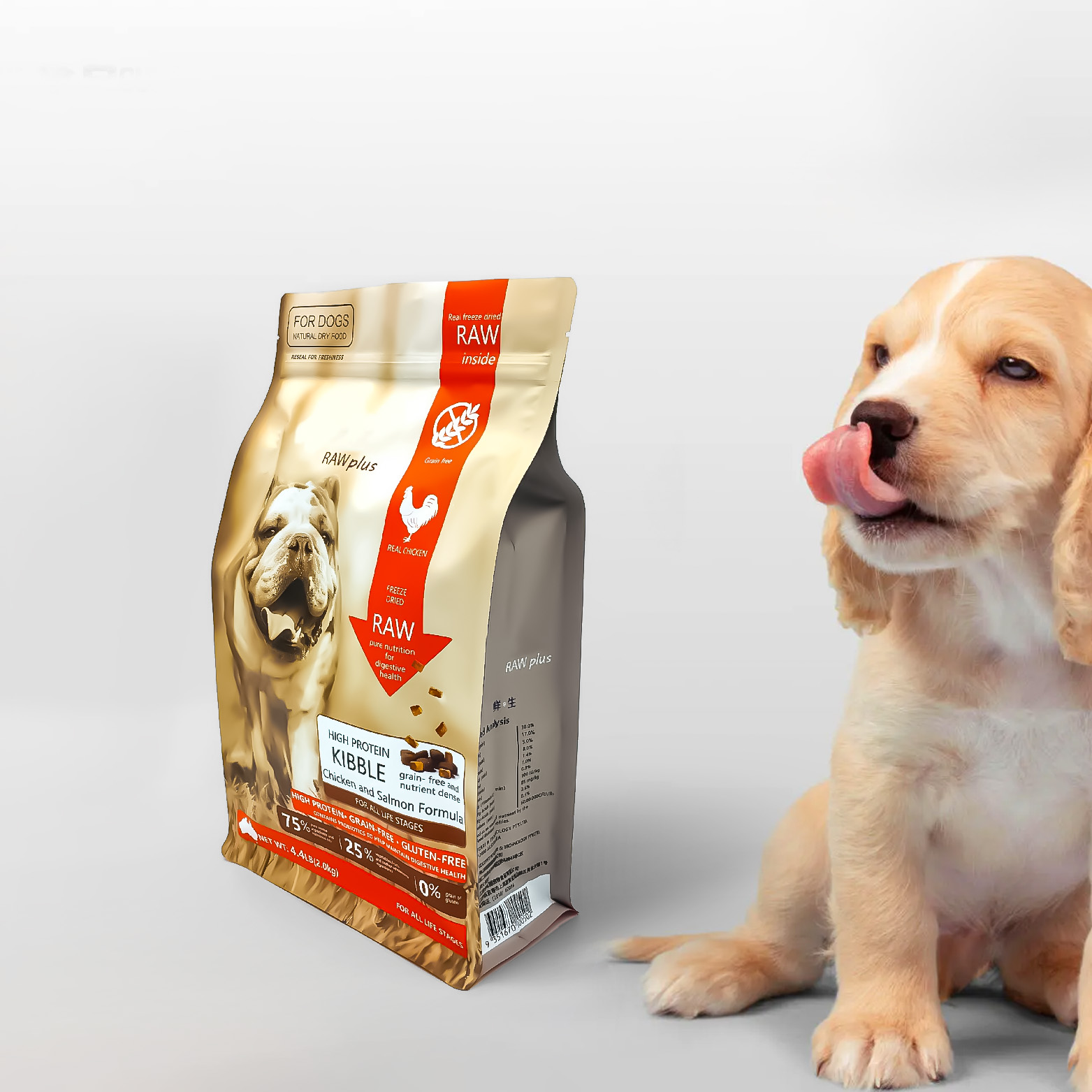 Poly sac rapide marqué par voyage de chat de chien de Gusseted d'emballage en plastique emballé pour la catégorie comestible