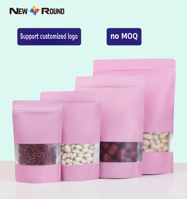 Pochettes debout imprimées sur mesure, emballage de collations, aliments plats auto-scellants