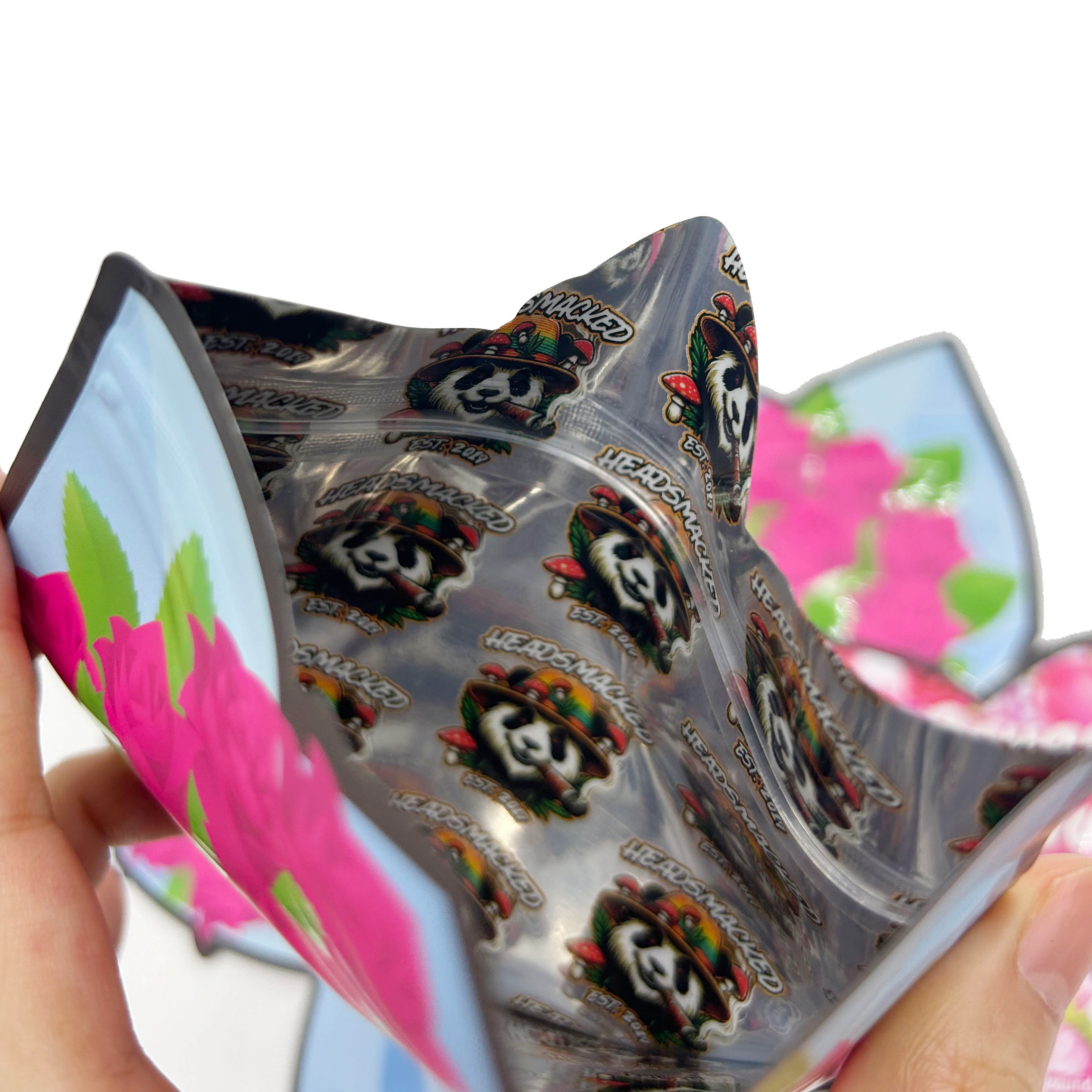 Sac personnalisé à fermeture éclair en aluminium anti-odeur de 3.5g, mat avec tache UV, emballage de gommes à bonbons, sac en Mylar découpé avec des matrices de forme spéciale