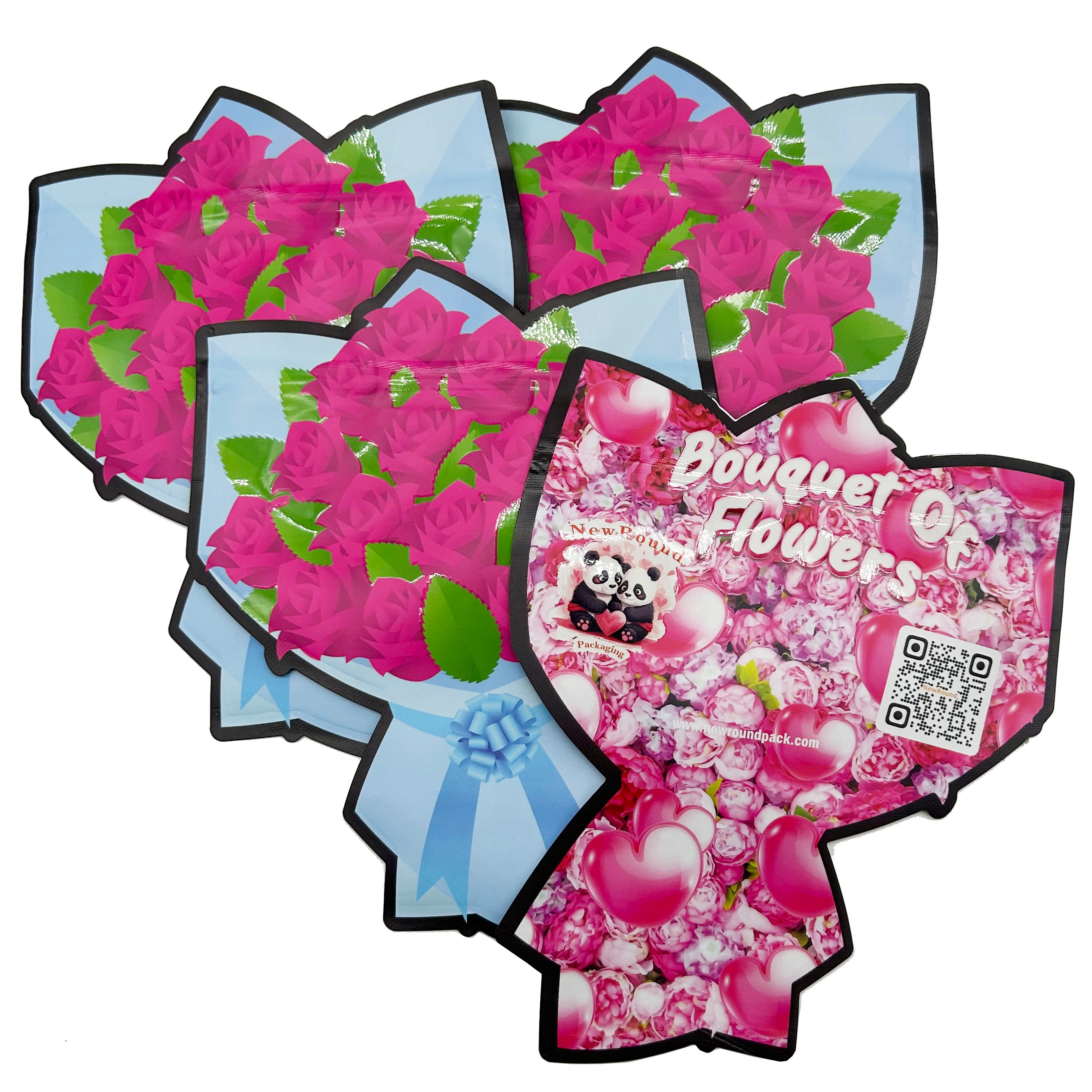 Sac personnalisé à fermeture éclair en aluminium anti-odeur de 3.5g, mat avec tache UV, emballage de gommes à bonbons, sac en Mylar découpé avec des matrices de forme spéciale