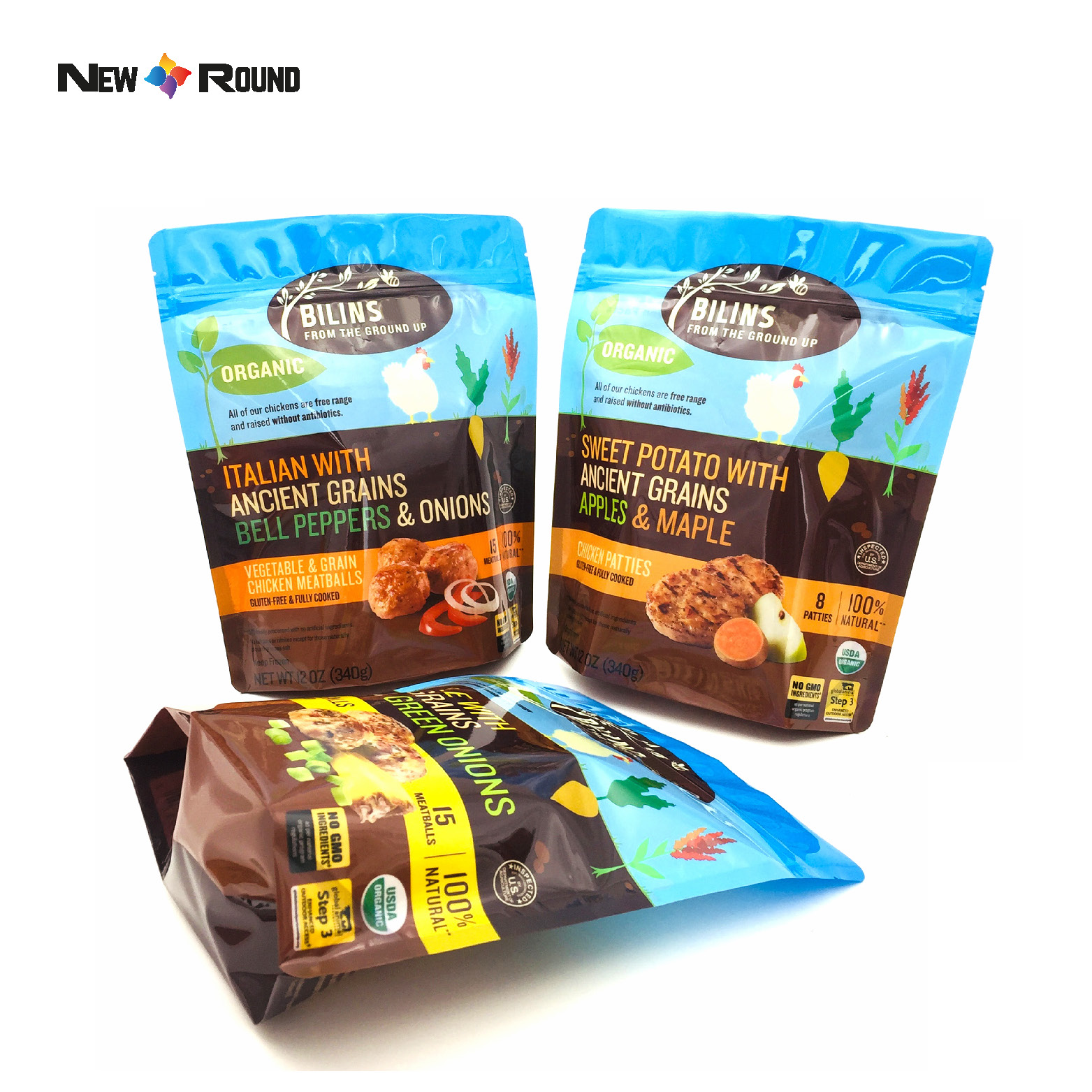 Sac d'emballage alimentaire prix d'usine, pochette debout, sac d'emballage alimentaire avec fermeture éclair