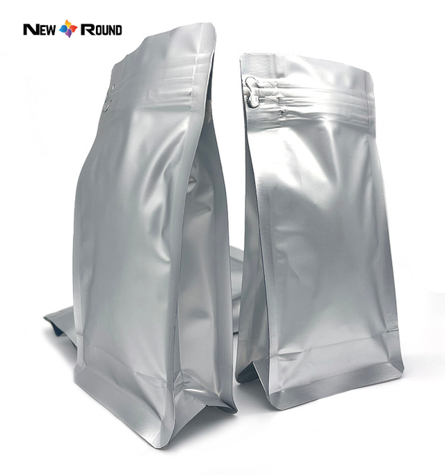 Sac d'emballage alimentaire personnalisé, pochette à fond plat, sac zip-lock pour café, pochette à fond carré